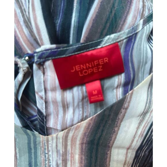 JLO Jennifer Lopez Split Back & Sleeve Popover Blouse Multicolor Womens Sz M - Picture 5 of 6